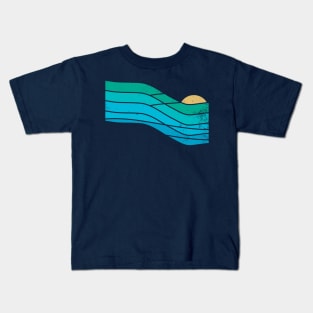 70s Sunset Ocean waves Kids T-Shirt